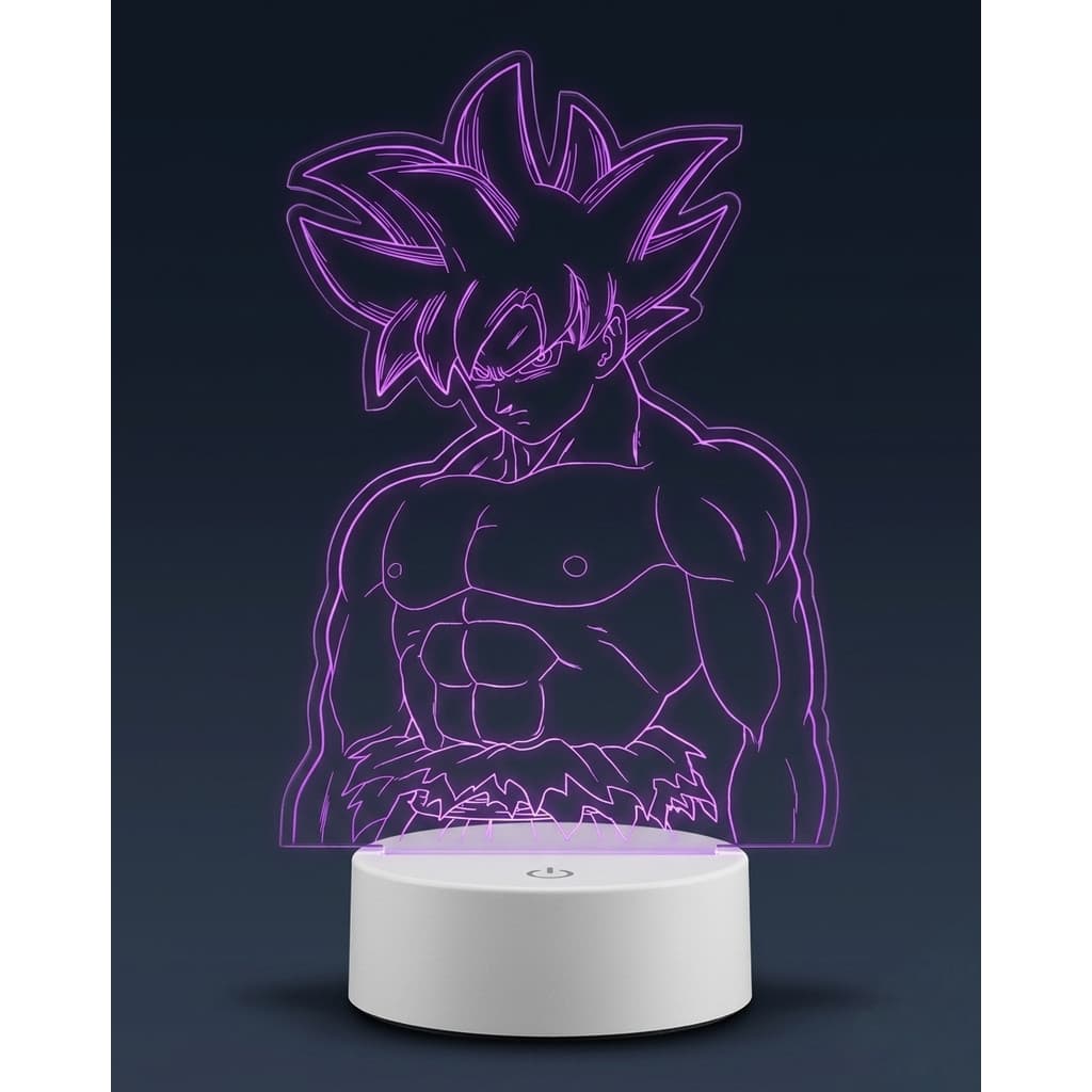 Luminária 3D Goku Instinto Superior Abajur Para Quarto Gamer