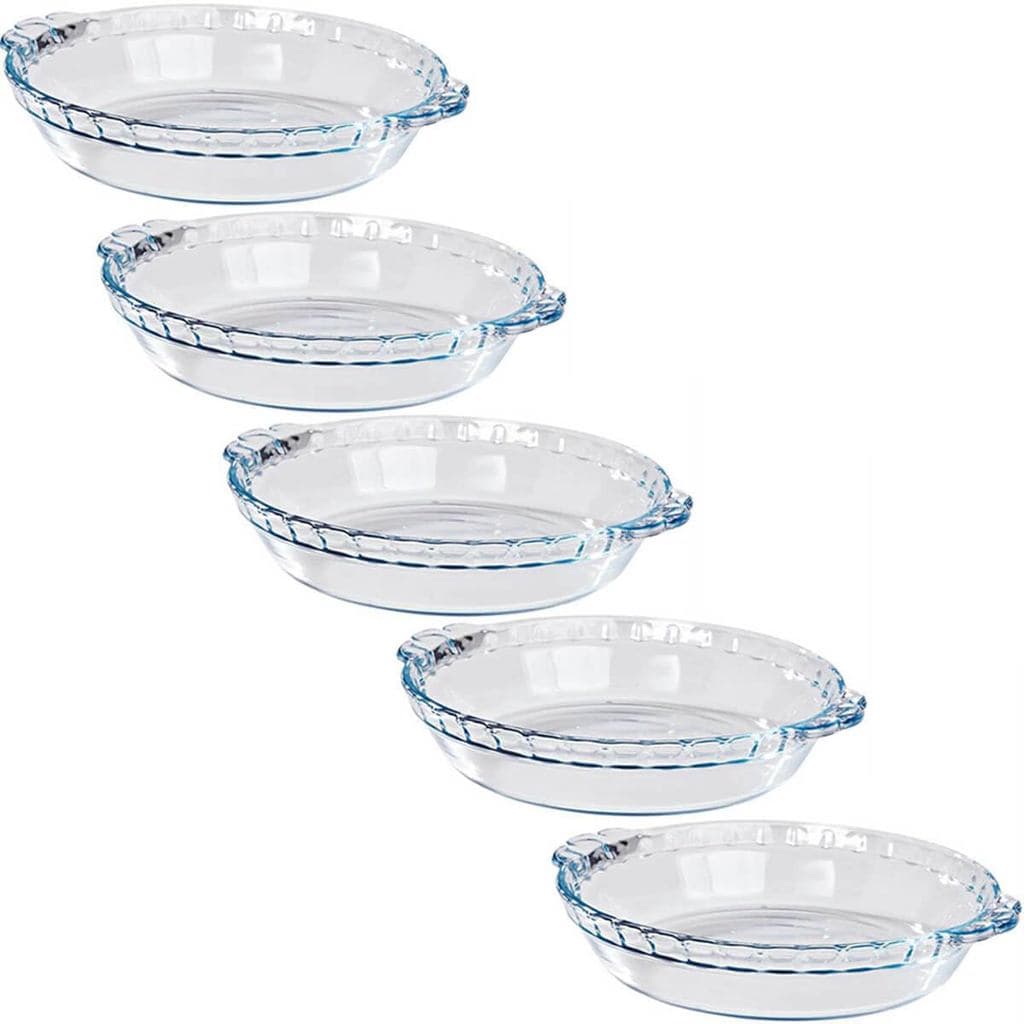 5 Formas Assadeiras Filetadas Vidro Redonda 1,3L Marinex Travessas Refratários para Forno