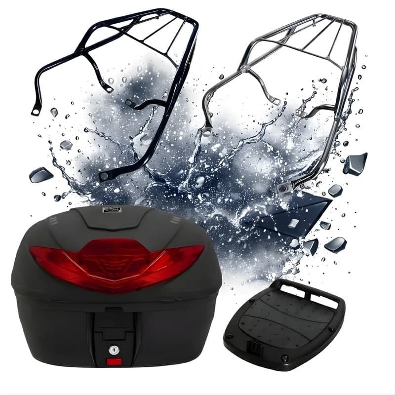 Bagageiro Biz 125 2006 até 2011 Preto Cromado Aço + Baú Bauleto 35 Litros Pro Tork Original Kit Completo