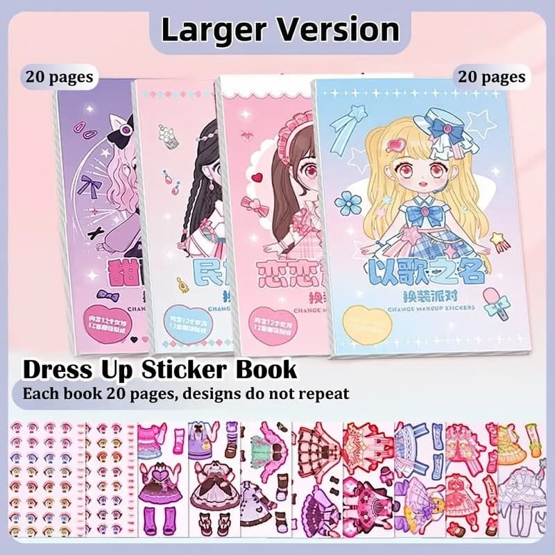 [Criatividade para Crianças] Livro de Adesivos/Princesa/Troca de Roupas/Meninas/Brinquedo Educativo