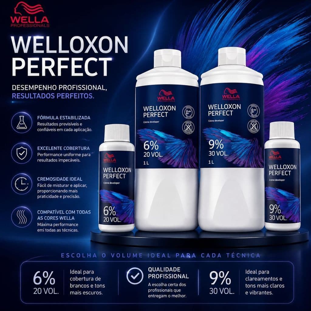 Welloxon Perfect Wella Original 1L | Escolha Sua Opção: 20 Vol ou 30 Vol | Água Oxigenada Cremosa