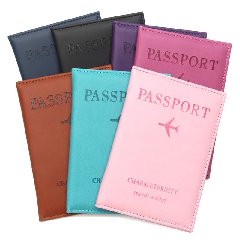 Porta-passaporte de voo em inglês, couro PU, leve, portátil, livro de passaporte, capa protetora, tamanho unissex, porta