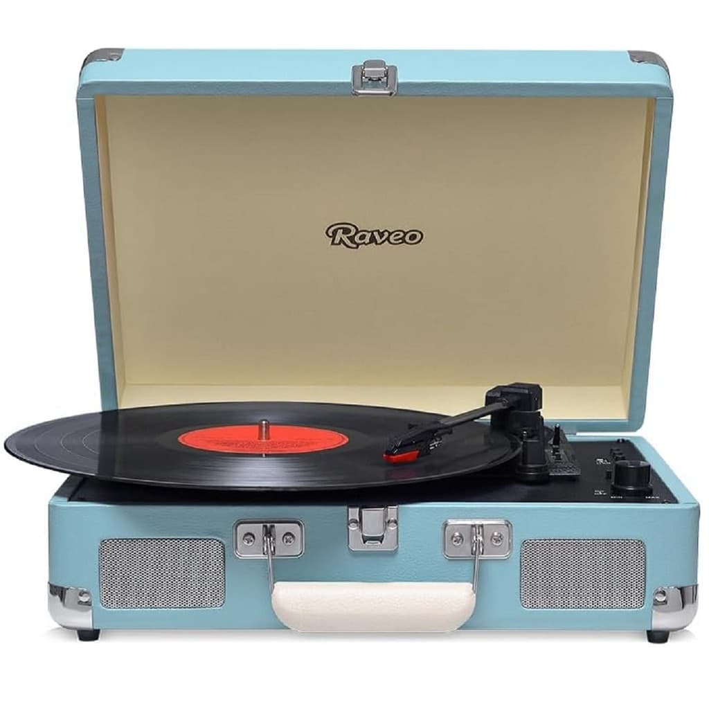 Toca Discos Raveo Vitrola Sonetto Chrome Light Blue Bluetooth USB Bivolt