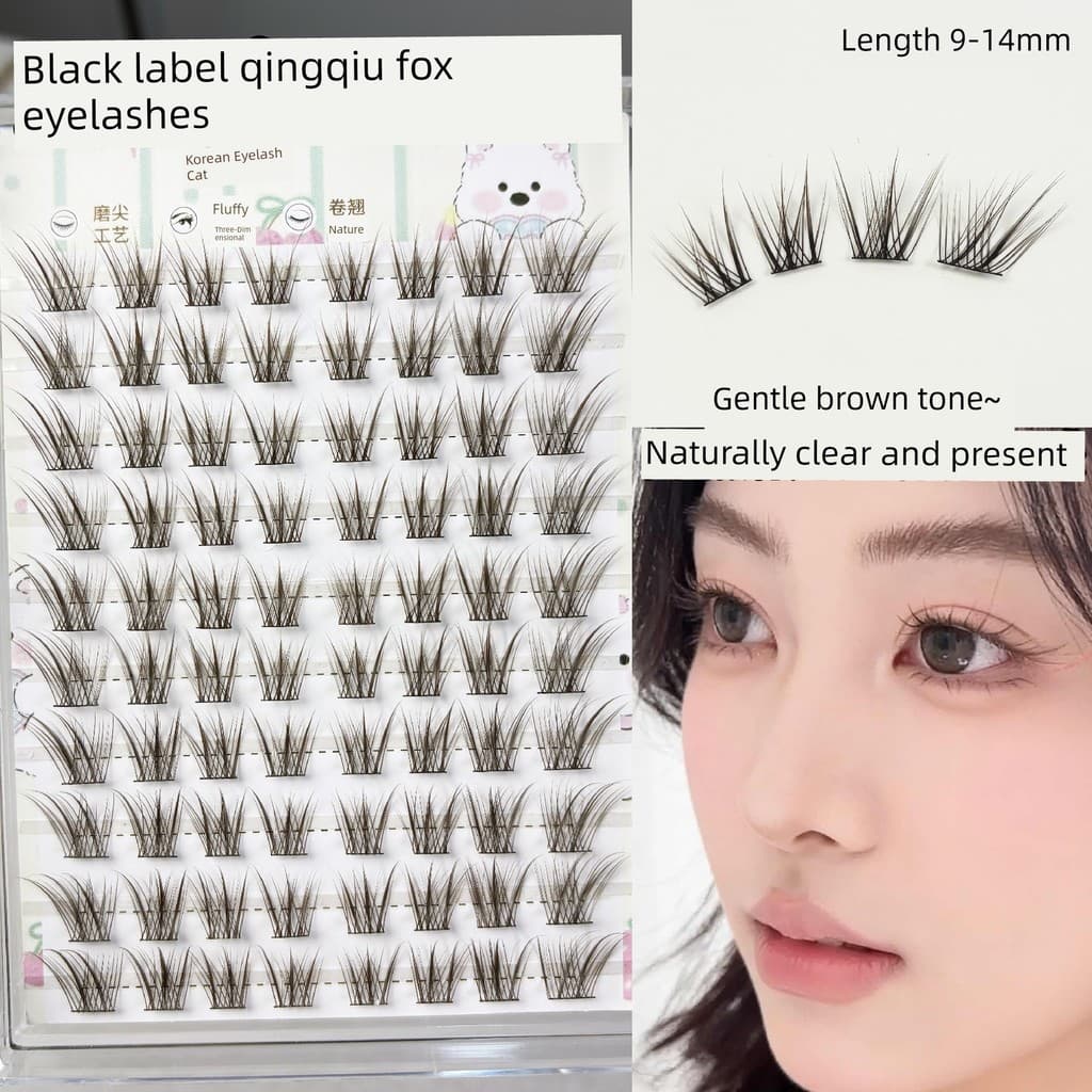 Cílios postiços 3D gatinho Extensão de cílios Cílios postiços sem cola, preto, marrom, Qingqiu, raposa, novo esti