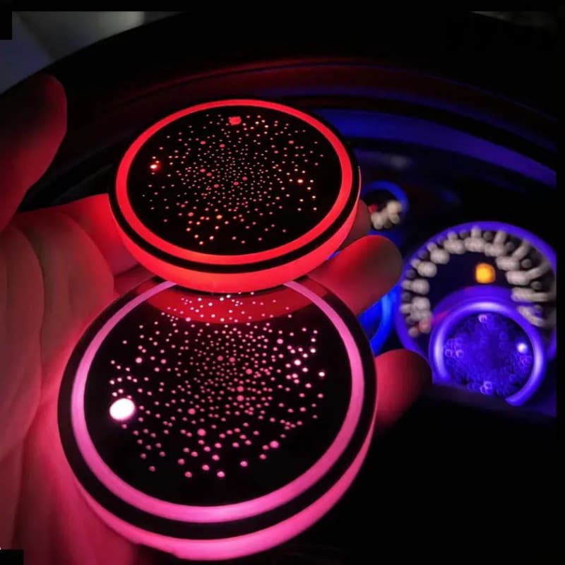 1PCS/2PCS/4PCS Luzes LED para Porta-Copos de Carro, Recarregáveis, com 7 Cores Mutáveis, Acessórios para Carro para Adol