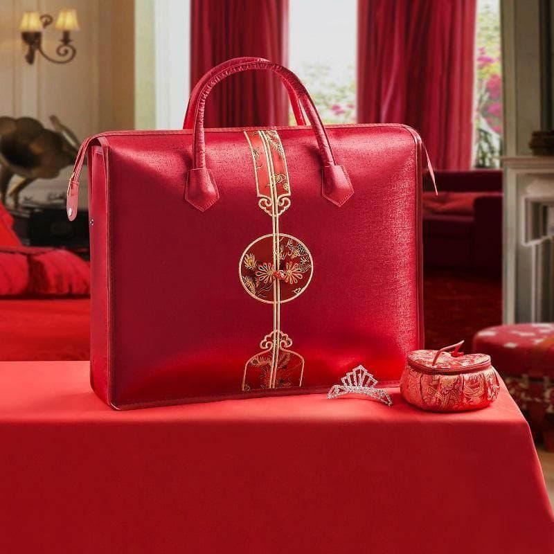Saco de embalagem de quatro peças de casamento inverno verão legal colcha vermelho dote de casamento feliz colcha saco d