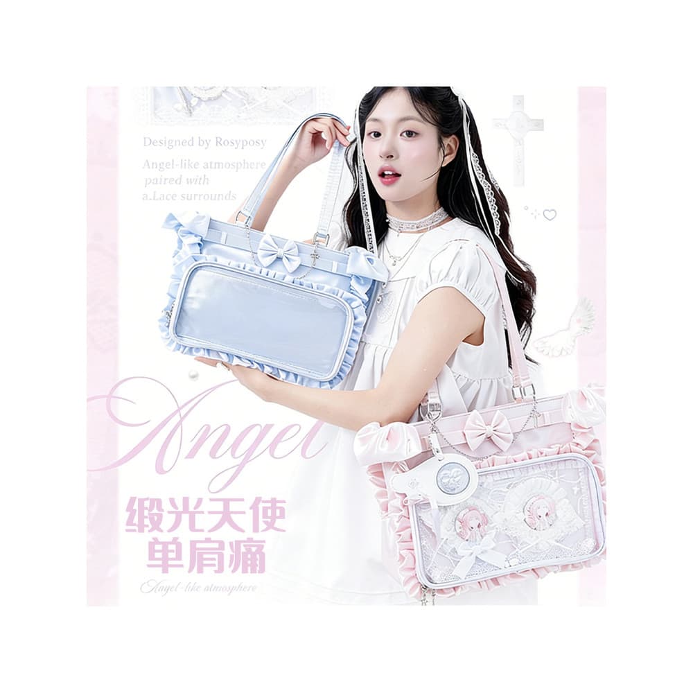 RosyPosy Conjunto macio de cetim anjo bolsa para dor de ombro grande comida bolsa para bebê Original estrela perseguindo