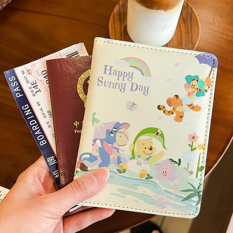 Porta-passaporte fofo da série Winnie the Pooh, bolsa protetora para documentos, porta-cartões multifuncional, viagem pa