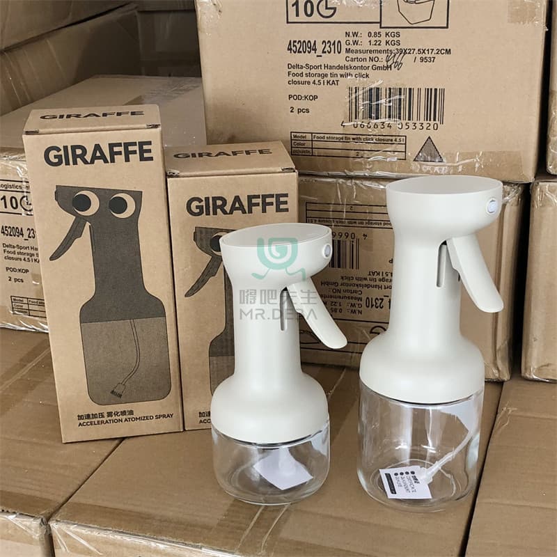 Pote de Spray de óleo de alta pressão de vidro de pescoço longo cozinha fritadeira de ar doméstica garrafa de óleo atomi