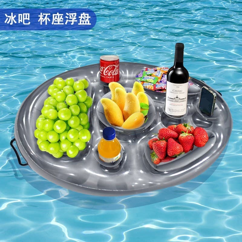 Assento de copo de água piscina festa grande inflável barra de gelo suporte de copo natação flutuante bandeja de bebida