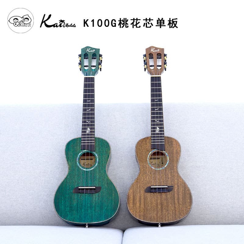 Kai flor de pêssego núcleo folheado introdução prática iniciante 77cm esfregar cor transparente preto Ukulele pêssego pe
