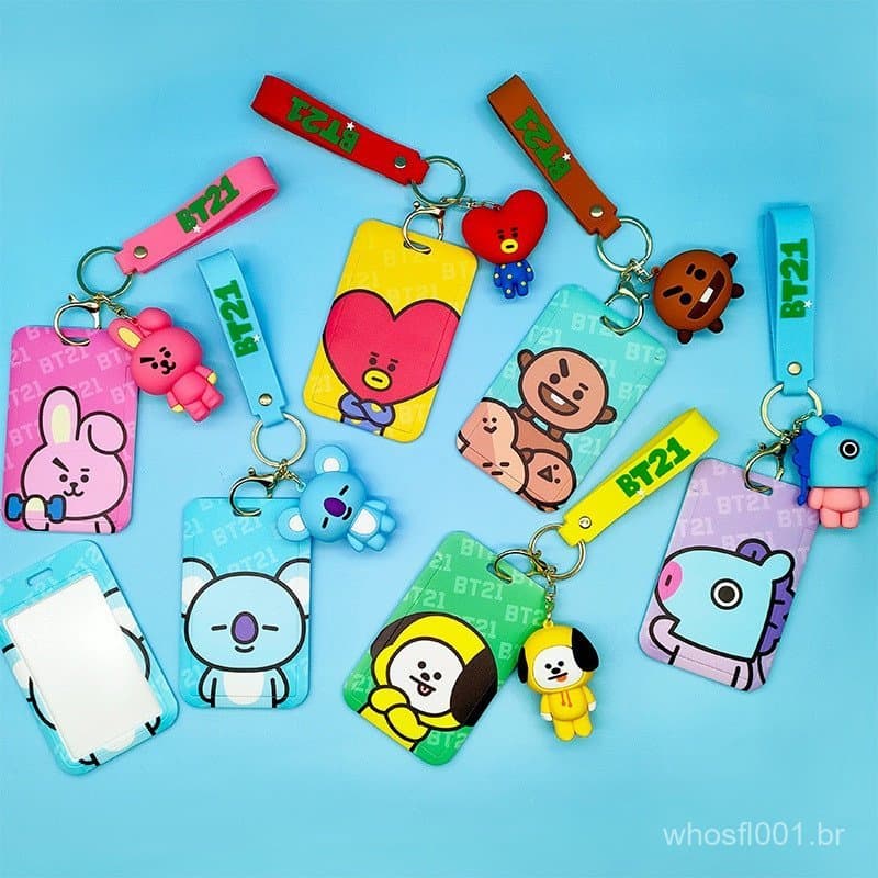 Porta-Chaves KPOP BTS BT21 Com Manga Protetora Rígida Anti-Perda Acessórios Para Presentes Estudantis Meninas