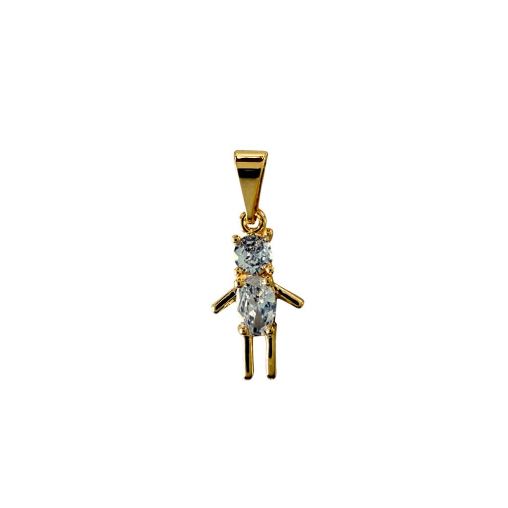 Pingente Menino de Cristal Banhado a Ouro 18k Semijoia Ciela
