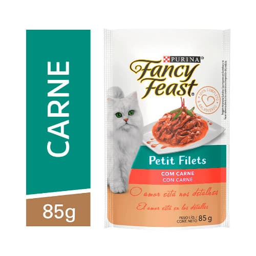Ração Úmida Fancy Feast Sachê Petit Filet para Gatos Adultos sabor Carne 85g