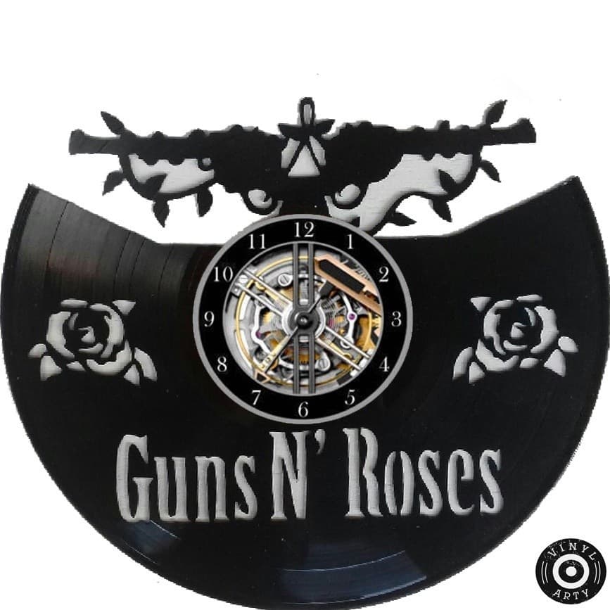 Relógio de Parede Relógio de parede Guns N' Roses - Real - cortado Relógios de parede 30cm Disco de