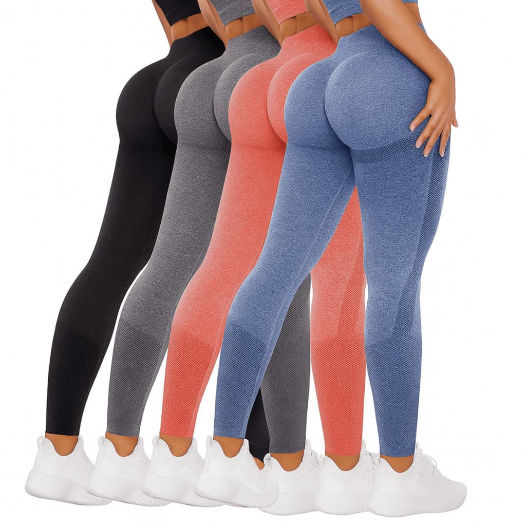 Kit 2 unidades Calça Legging Academia Levanta Bumbum Fitness Sem Costura Cintura Alta lisa