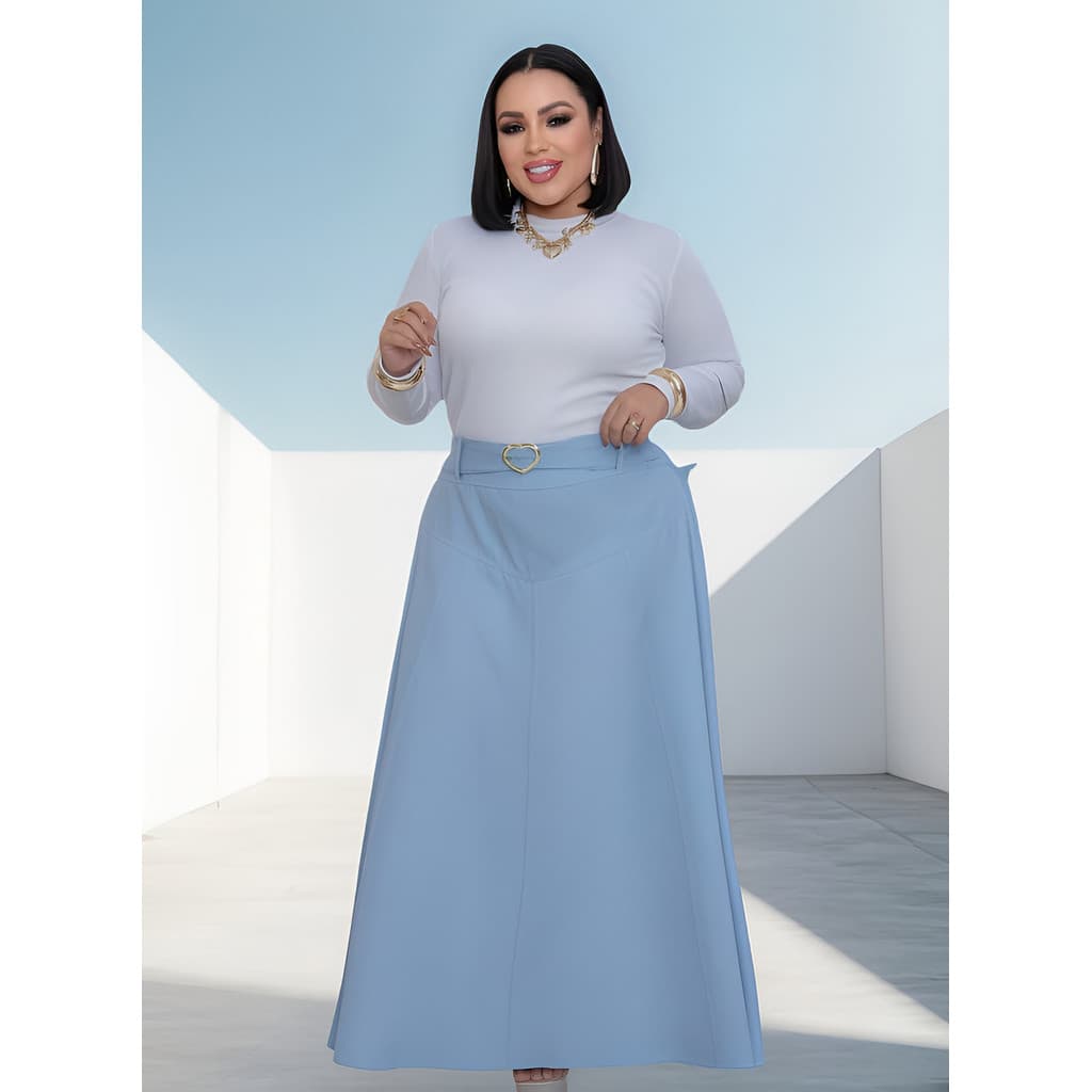 Saia Longa Evasê Plus Size Feminina Multimarcas