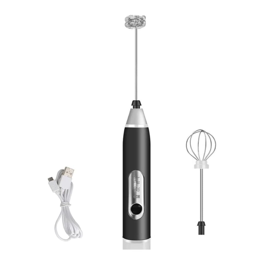 PRETA - (Premium) Mini Batedor Mixer Elétrico Portátil Bivolt