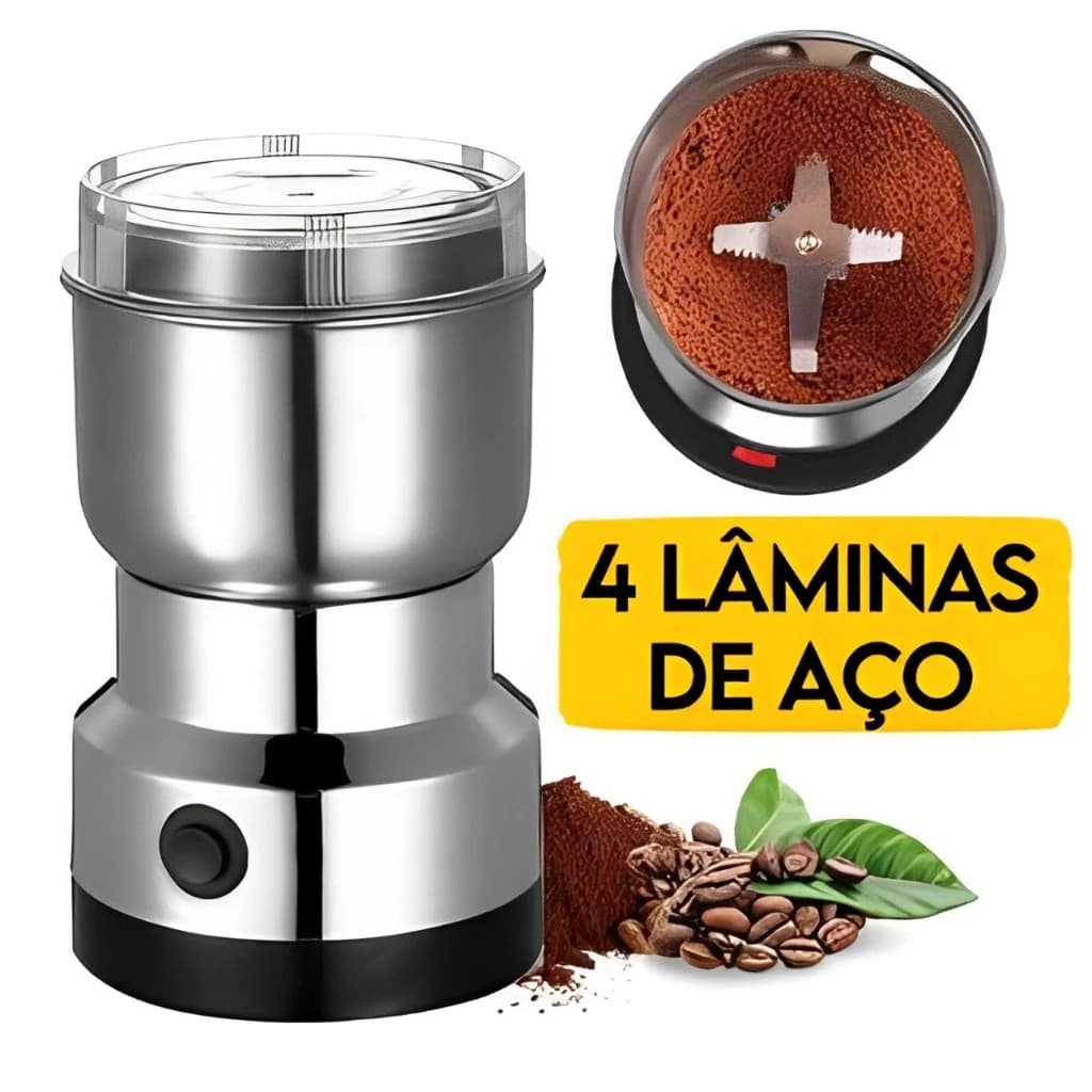 Moedor Multifuncional de Café e Especiarias 110V com Design em Aço Inoxidável 2 Lâminas Moby