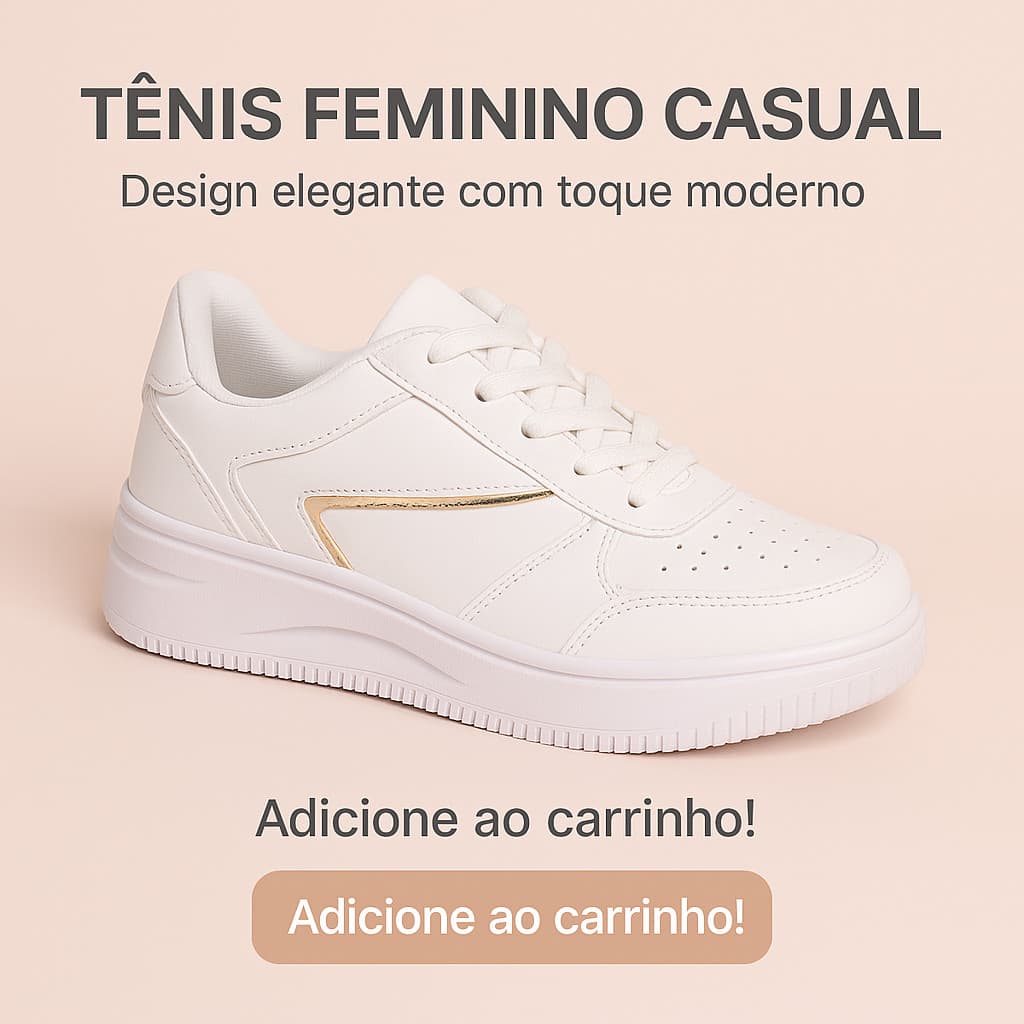 Tênis Casual Feminino Estiloso Elegante Básico Minimalista - Promoção Envio Imediato