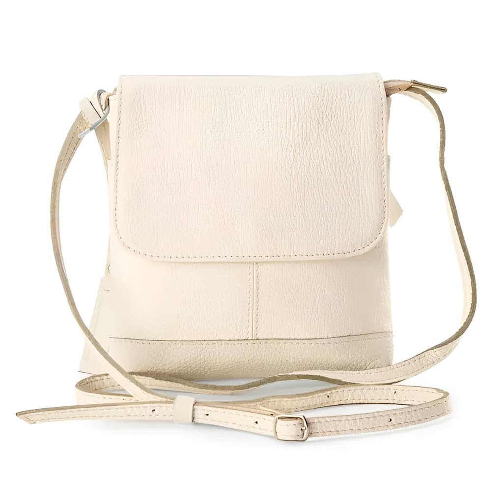 Bolsa Transversal de Couro Legítimo Jô Off-white para Uso