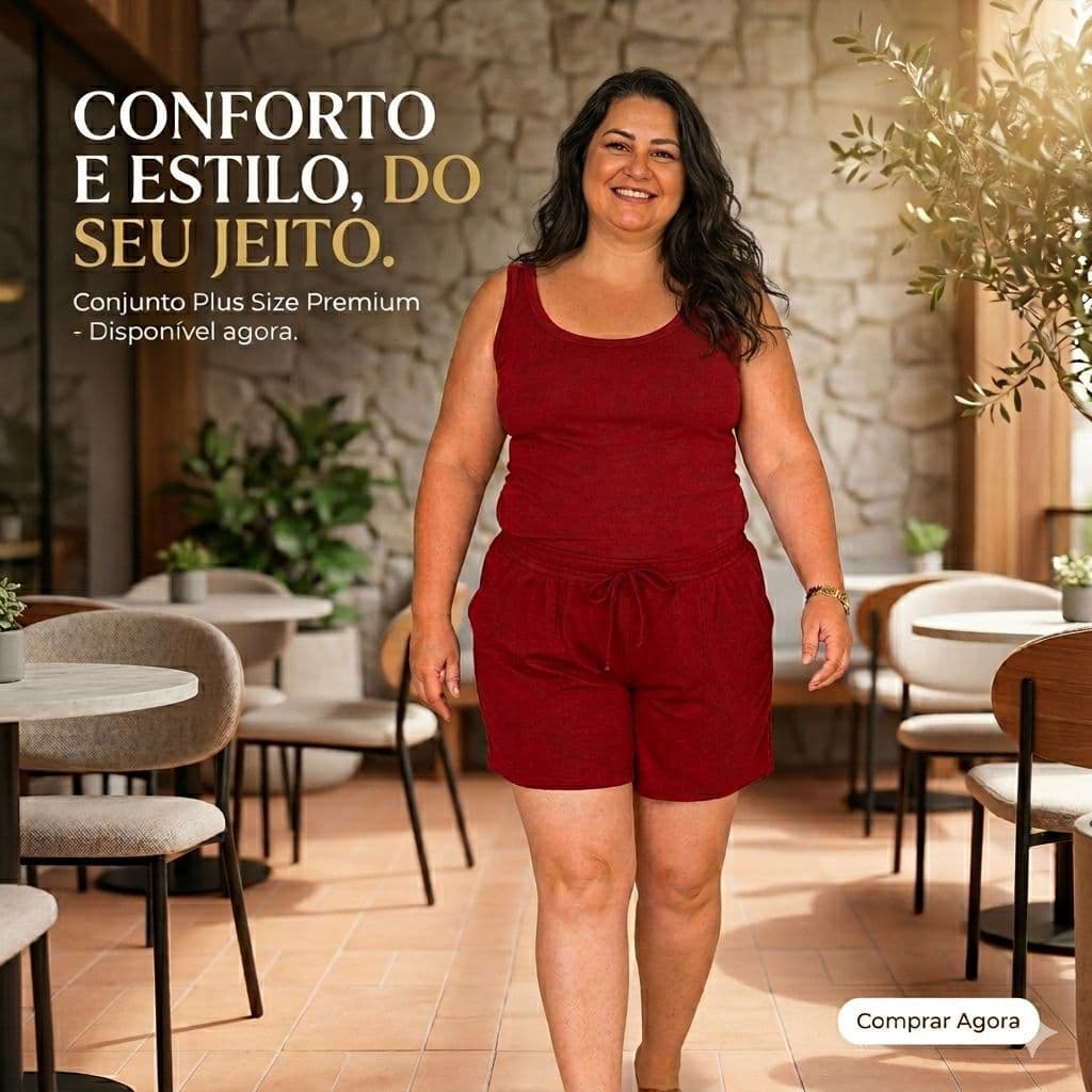 Conjunto Feminino Lanzinha Plus Size Regata e Short Confortável