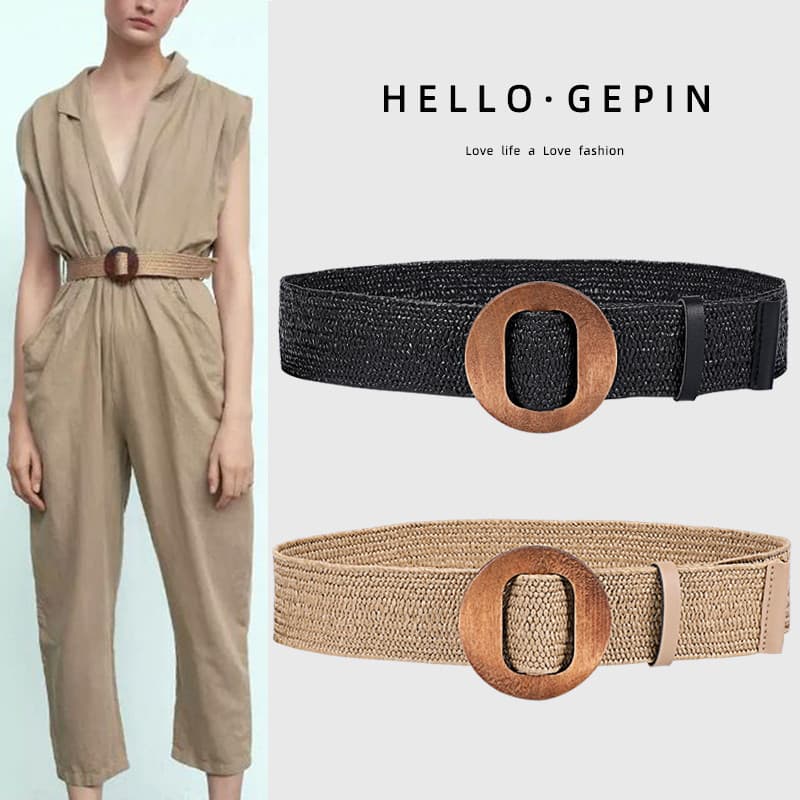 Cinto largo tecido feminino ins estilo elástico Retro decoração combinando terno saia cintura estreita All-match cinto e
