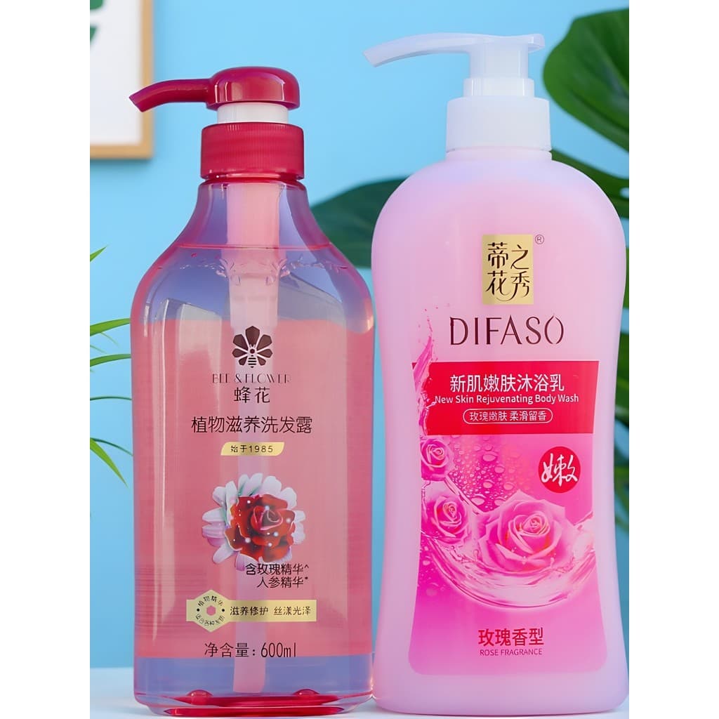 Abelha planta shampoo nutritivo 600ml rosa Ginseng shampoo marca antiga rosa fragrância lavagem corporal fragrância