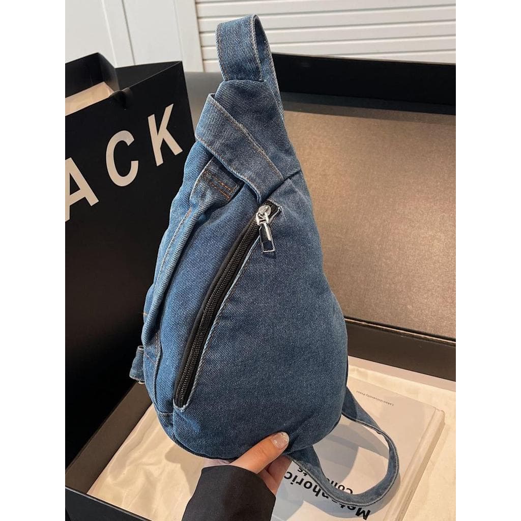 Ins bolsa de lona jeans de grande capacidade feminina Harajuku retrô simples bolsa de bolinho bolsa de classe de estudan