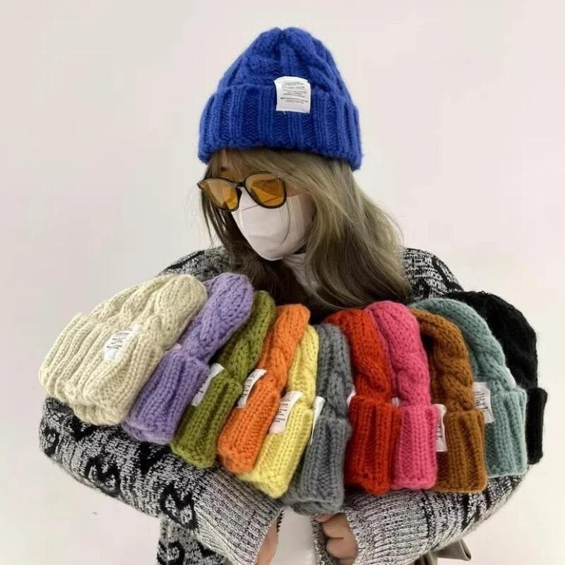 Chapéu De Malha Feminino Gorro De Inverno Moda Boné Lã Quente Meninas Torção Para Estudante
