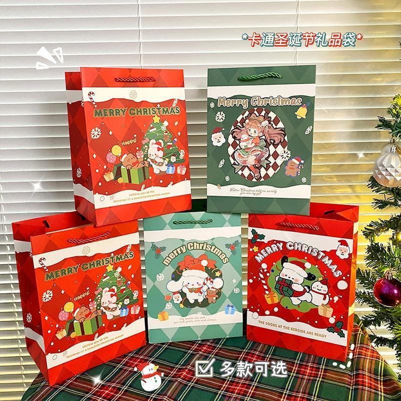 Nova decoração de natal saco de presente verde escuro caixa de presente véspera de natal decoração do feriado bolsa caix