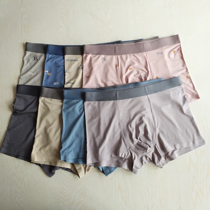 Roupa interior meninos de seda gelo sem costura Modal ervas antibacteriano boxer masculino respirável confortável boxer