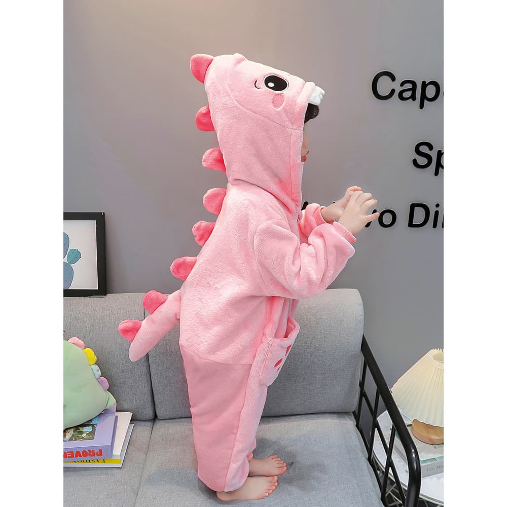 Bebê Coral velo pijamas outono inverno de uma peça do bebê crianças dinossauro roupas inverno engrossado meninos meninas
