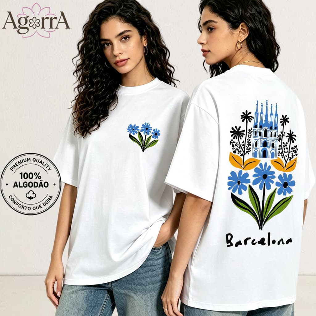 Camiseta Unissex 100% Algodão, Estampa Colorida e Conforto, Tamanhos Completos P a G3 Alta Qualidade