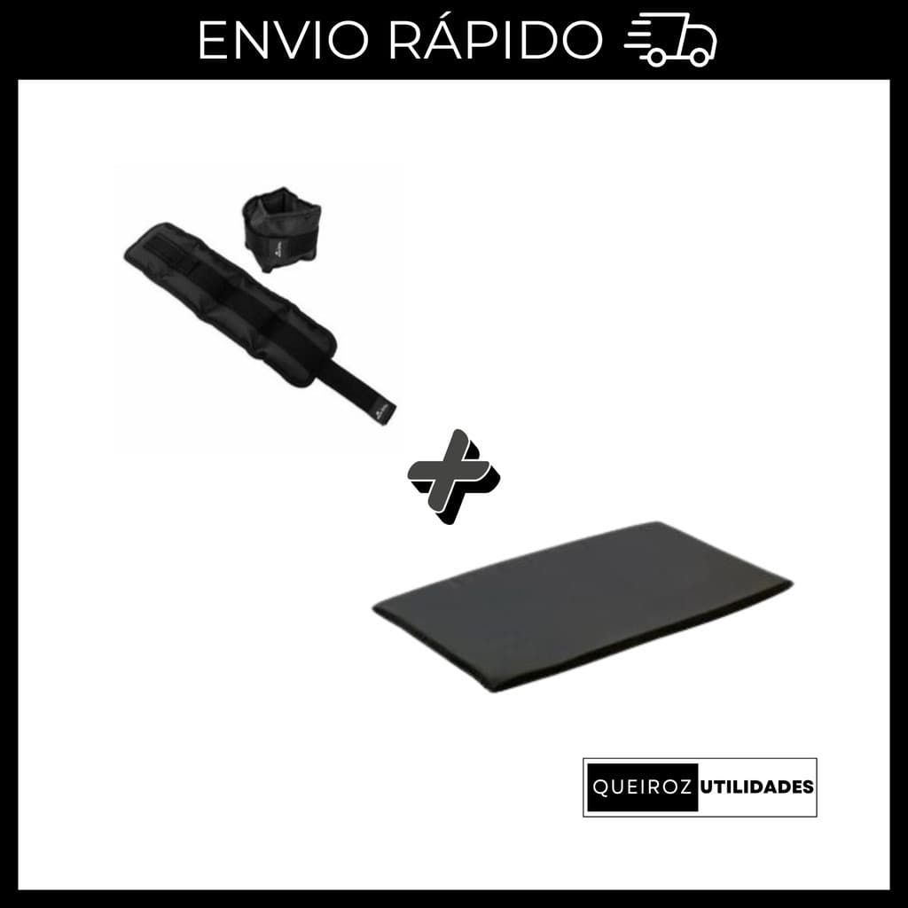 Desconto KIT Caneleira de Peso Preta Par de 5Kg + Colchonete Preto Treino/Academia/Musculação/Fisioterapia