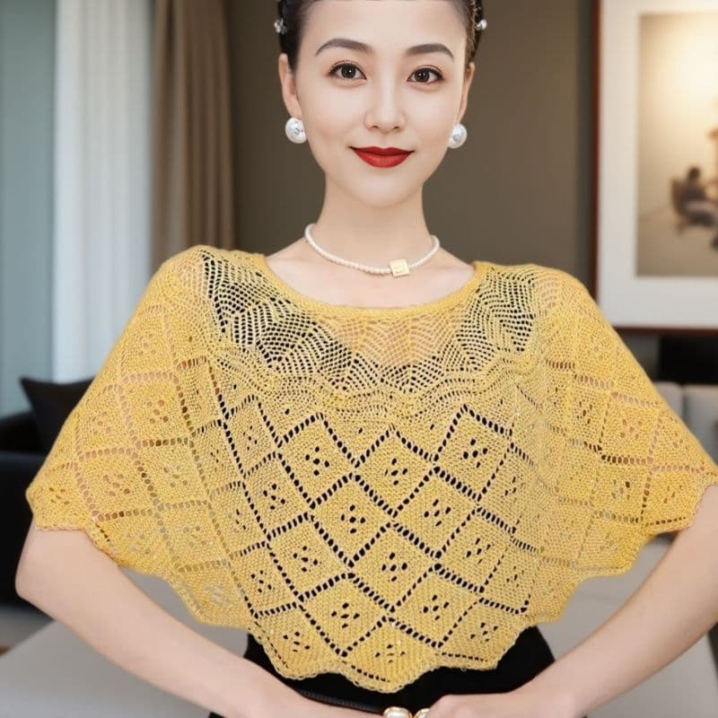 [Broche grátis] Primavera verão ar condicionado malha oco exterior usar xale exterior usar moda manga fina pescoço prote