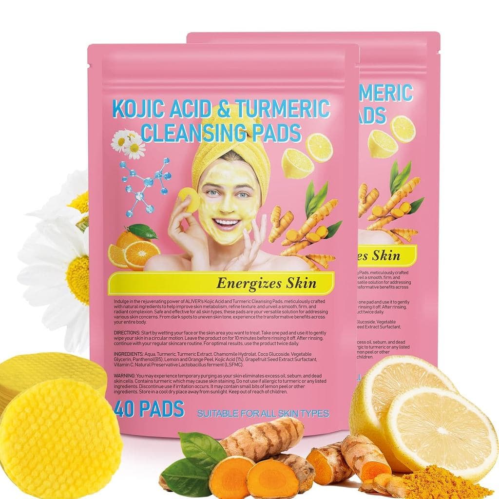 A r b c r n Discos de Limpeza com Cúrcuma, Discos de Limpeza com Ácido Kójico para Cicatrizes de Acne no Rosto e Firmeza