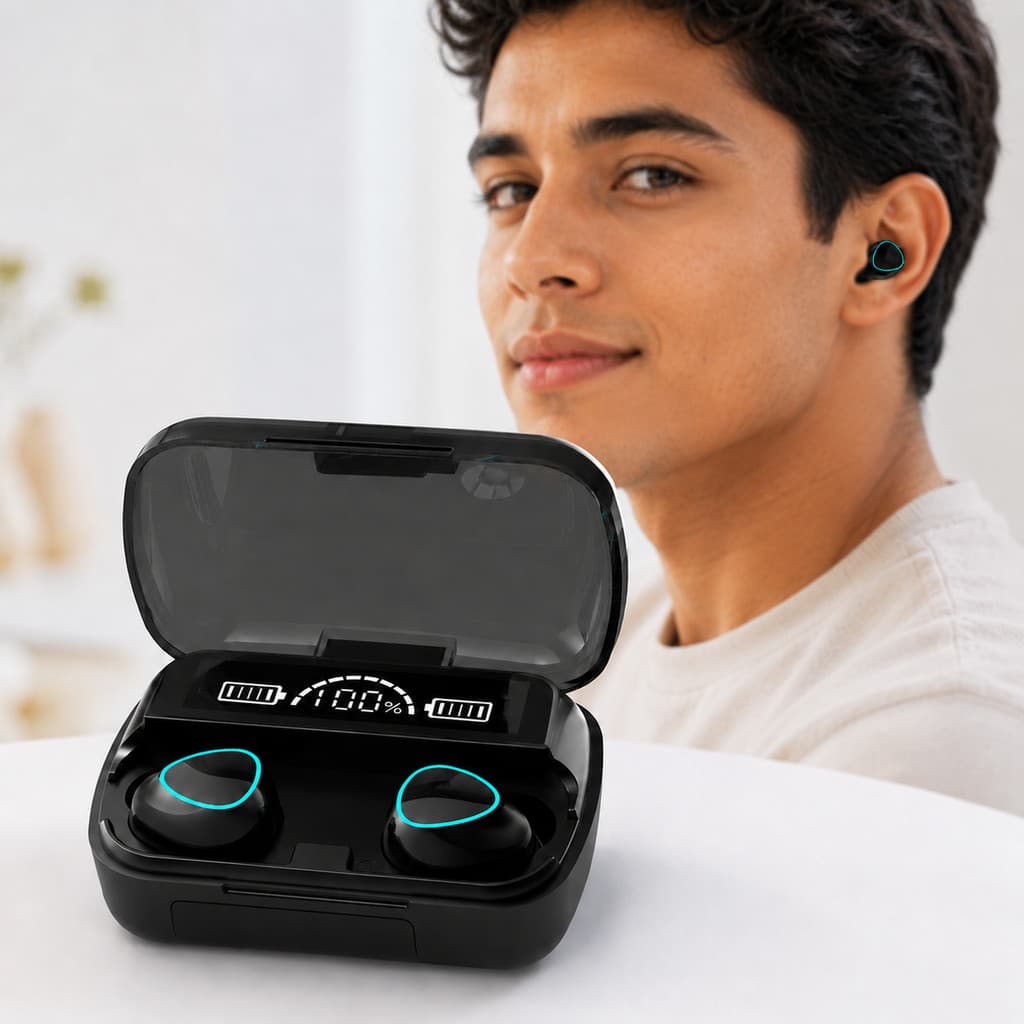 Fone Bluetooth M10 TWS Sem Fio LED Display Power Bank Gamer Esportivo