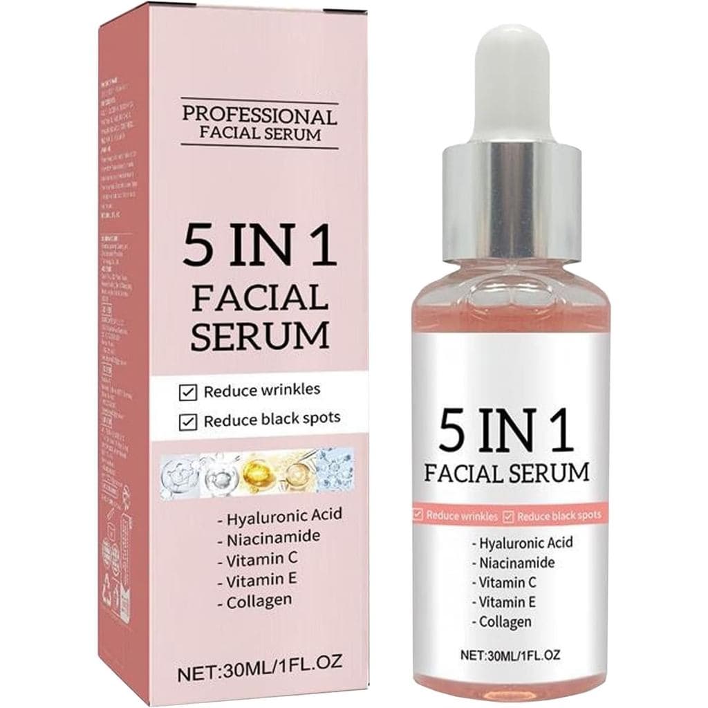 Sérum Facial 5 em 1, Sérum de Vitamina C 30% para o Rosto, Sérum Facial para Mulheres, Hidratante, Reduz Linhas Fi