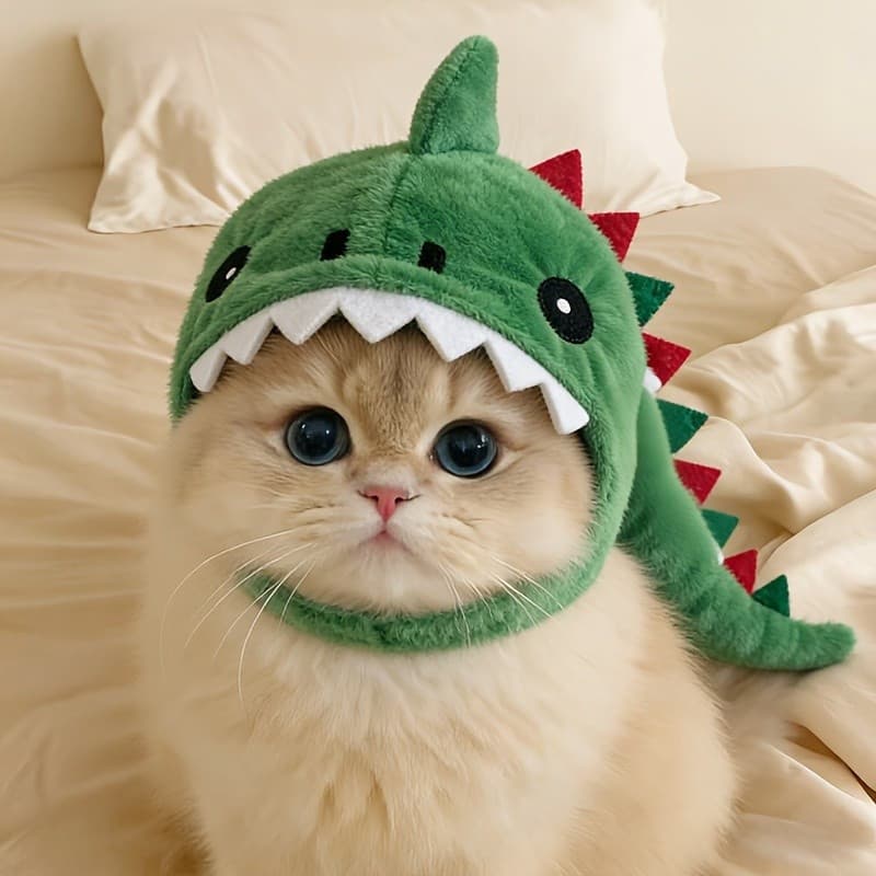 Acessório de Cabeça de Dinossauro para Gato, Fantasia Fofa, Chapéu de Dinossauro Engraçado de Desenho Animado para Anima