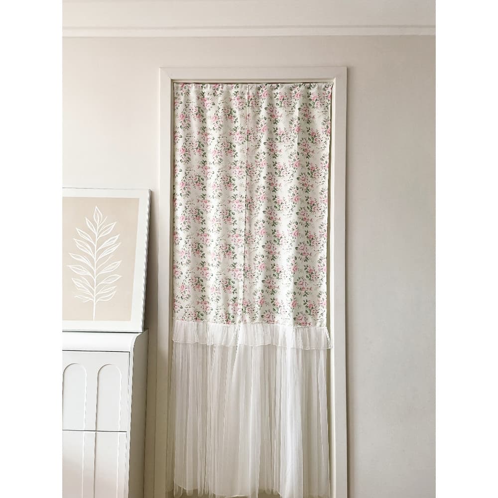 Cortina de porta francesa leve estilo fada cortina divisória quarto cozinha doméstica sem perfuração Velcro haste retrát