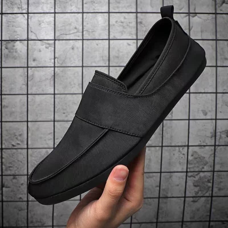 Sapatos de lona masculinos deslizamento em 2024 verão novo estilo respirável All-Match ervilhas sapatos condução sola ma