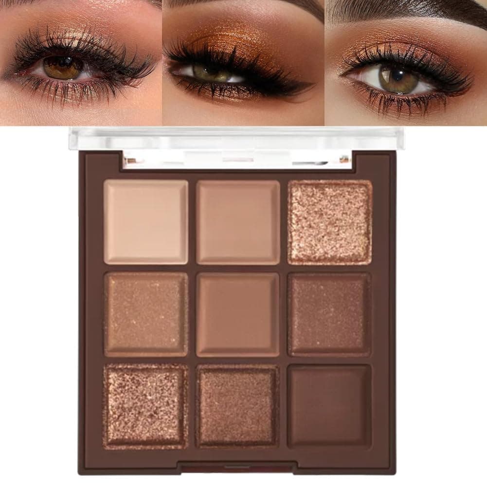 Paleta de sombras para olhos em tons de marrom neutro - Paleta de sombras em tons de marrom escuro e ouro rosado, colori