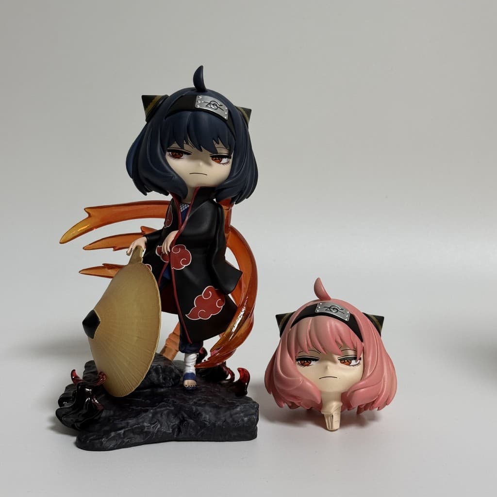 Spy Playhouse Aniya Cosplay Weasel Figura de Duas Cabeças Versão Totalmente Pintada Modelo Ornamento em Caixa