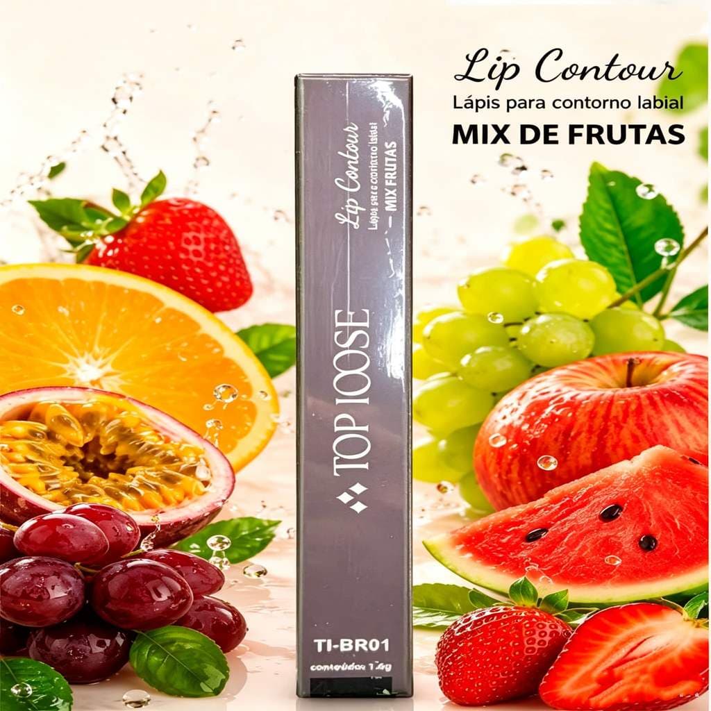 Lápis Contorno Labial Aroma Frutas TOP IOSE, Cremoso Longa Duração 7 Sabores para Maquiagem Diária Feminina