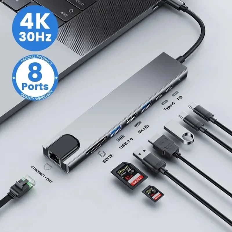 Hub USB C, Divisor Tipo C, Estação de Acoplamento Thunderbolt 3, Adaptador para Laptop Compatível com Macbook Air M1 e i