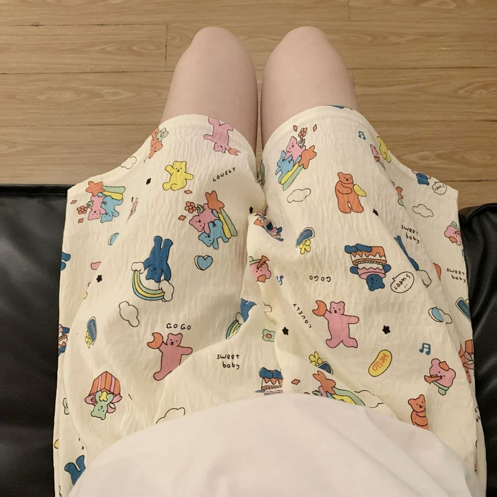 Nuvem algodão pijama calças femininas verão Casual dos desenhos animados shorts verão pode usar fora de casa calças dos