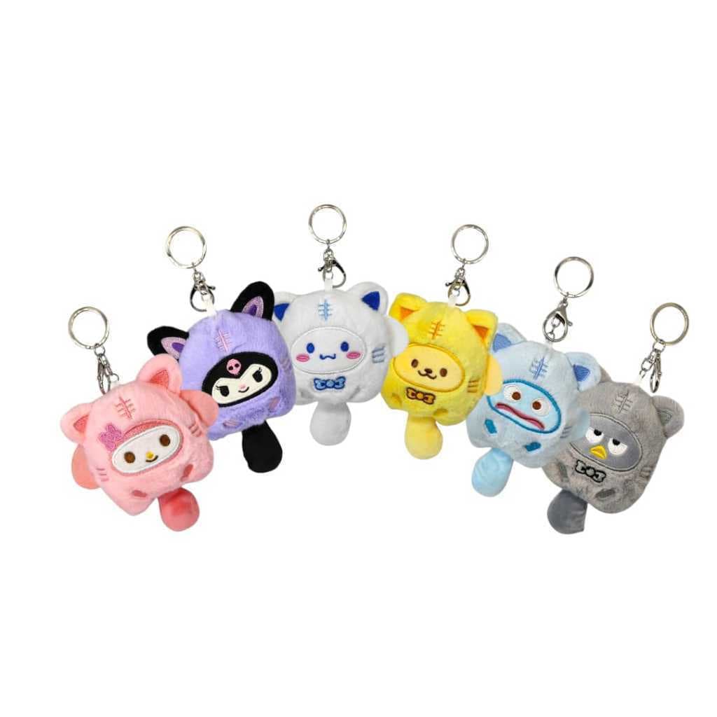 Chaveiro de pelúcia com efeitos sonoros da My Melody e da Kuromi
