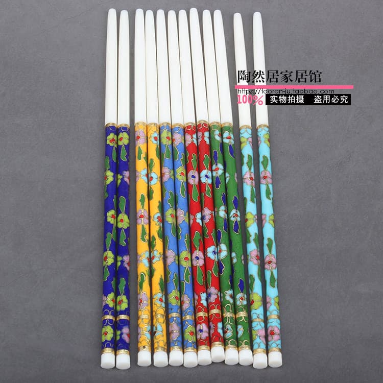 Velho pequim cloisonne artesanato pauzinhos livre estrangeiro chinês característica presentes cloisonne flor seda esmalt