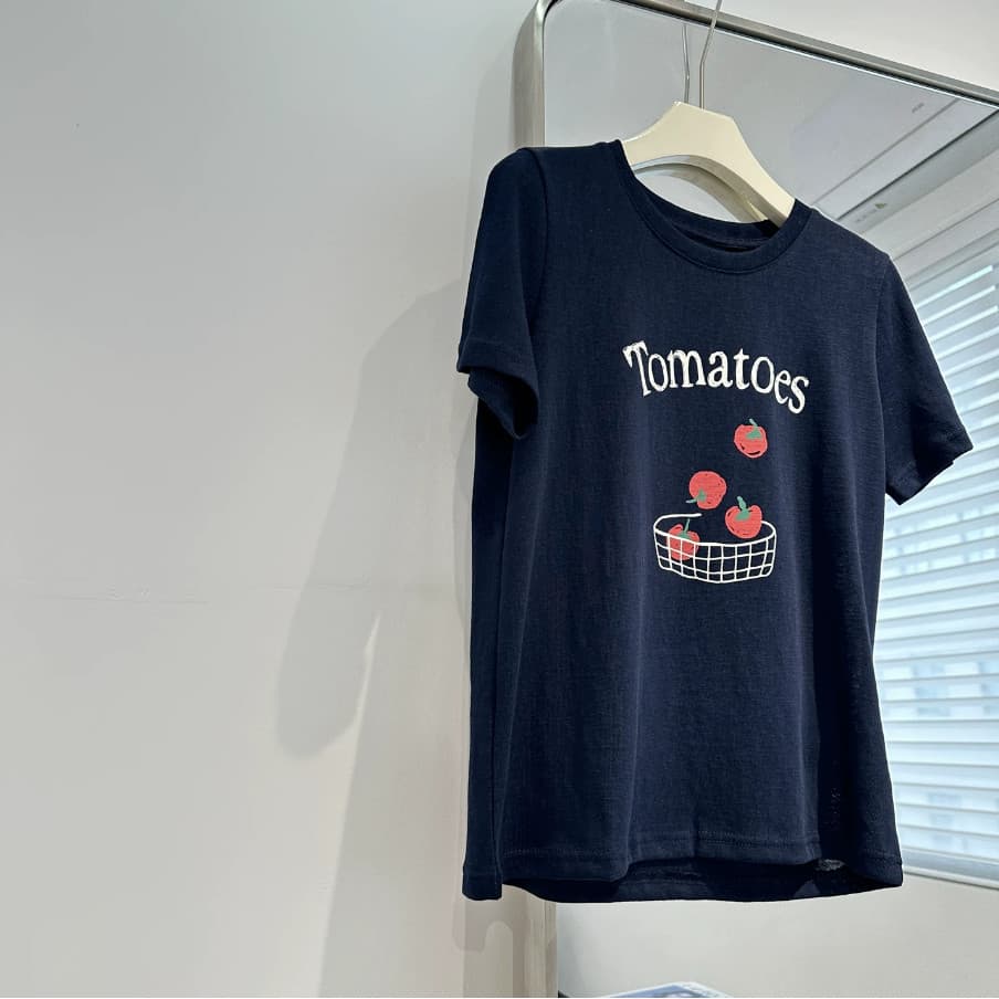 Vitalidade tomate carta impressa camiseta de manga curta feminina verão linho algodão respirável confortável solto